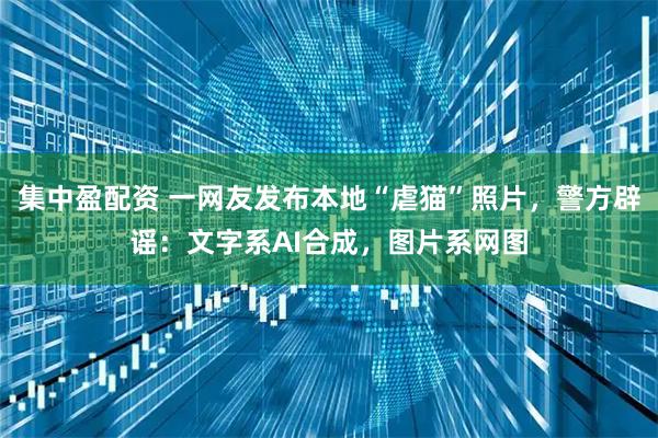 集中盈配资 一网友发布本地“虐猫”照片,警方辟谣:文字系AI合成,图片系网图