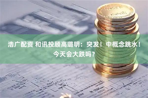 浩广配资 和讯投顾高璐明:突发!中概念跳水!今天会大跌吗?